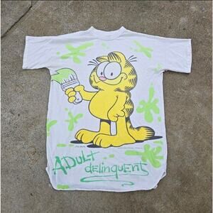 Vtg 80s 90s Flirts Garfield Adult Delinquent T Shirt XL Cartoon Baggy Jim Davis